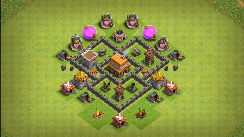 Town Hall 4 Trophy Base layout by TReX