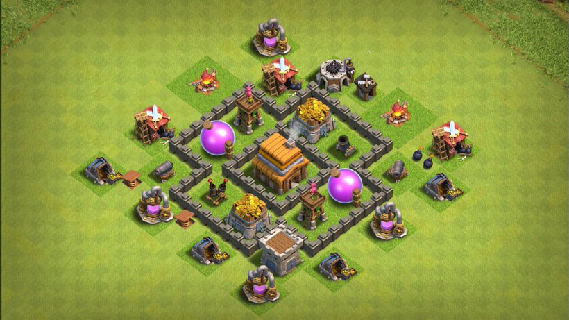Town Hall 4 Trophy Base layout by TReX