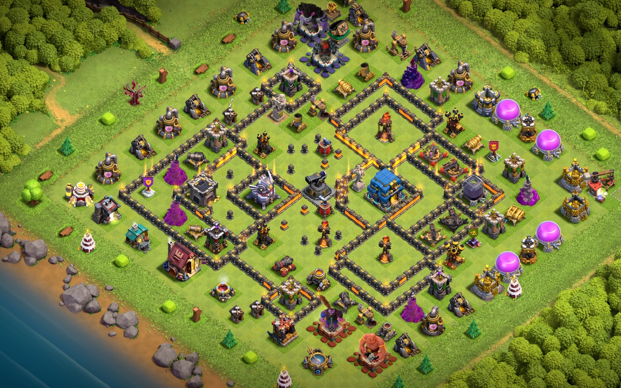 Town Hall 12 Hybrid Base layout by Sn0w0wl