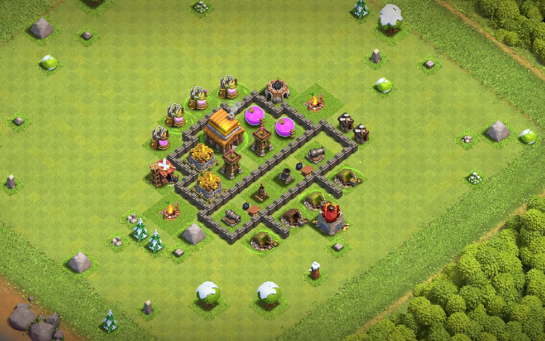 Town Hall 4 Trophy Base layout by Yigit70