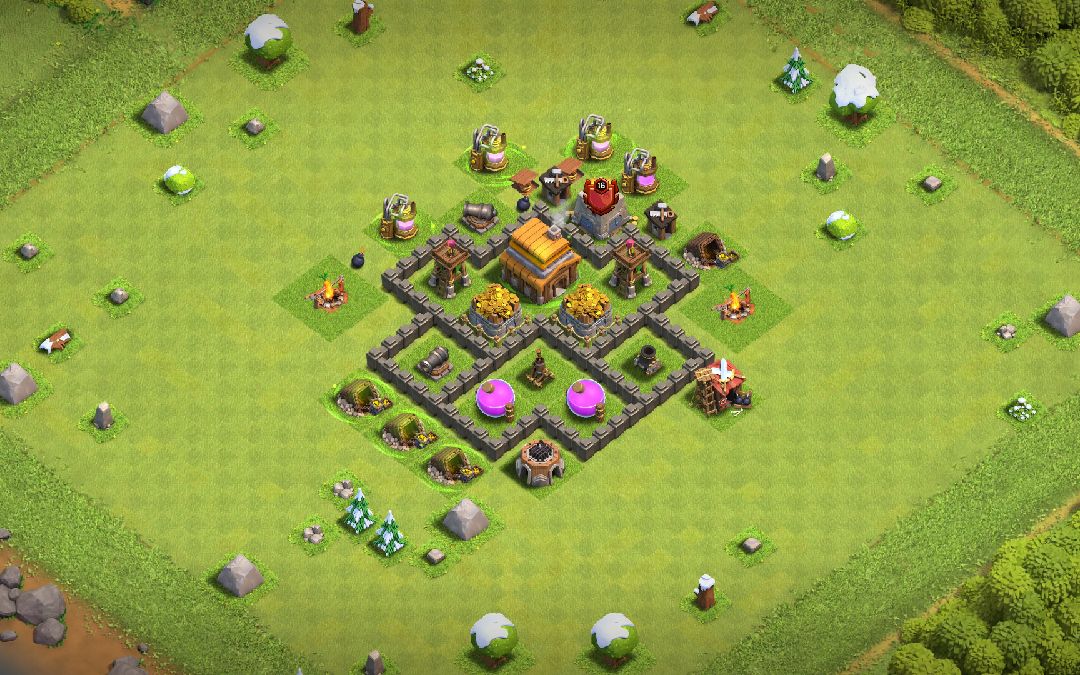 Town Hall 4 Trophy Base layout by Yigit70