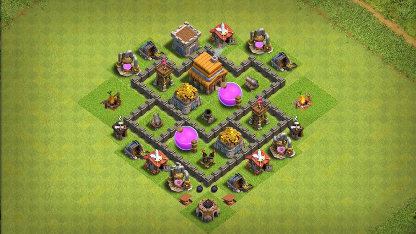Town Hall 4 Trophy Base layout by TReX