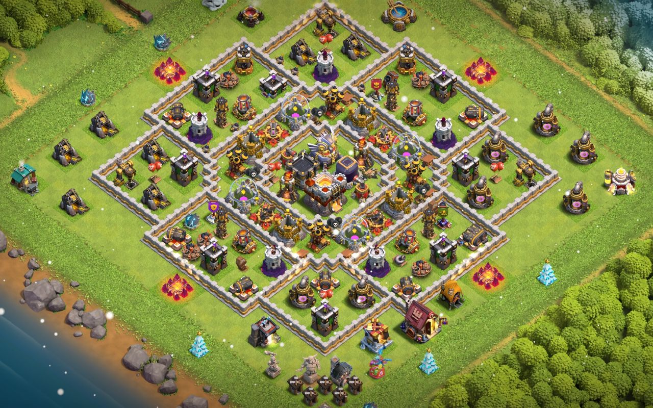 Town Hall 11 Hybrid Base layout by B3}{RAD