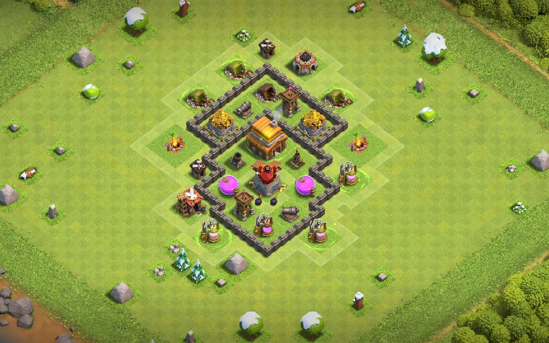 Town Hall 4 Hybrid Base layout by Yigit70