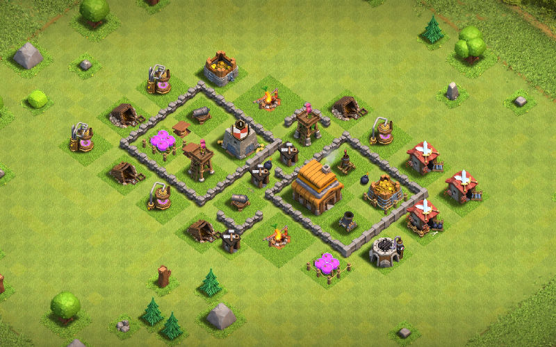 Town Hall 4 War Base layout by User