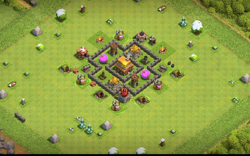 Town Hall 4 Trophy Base layout by ™ANIK_♚100