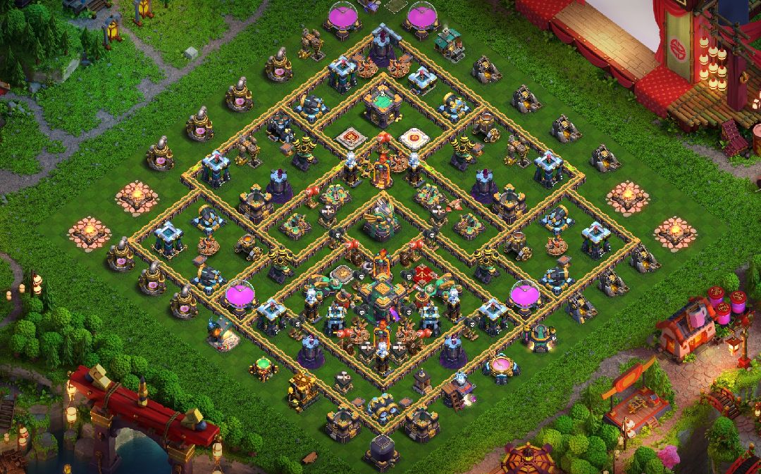 Town Hall 14 War Base layout by Wired