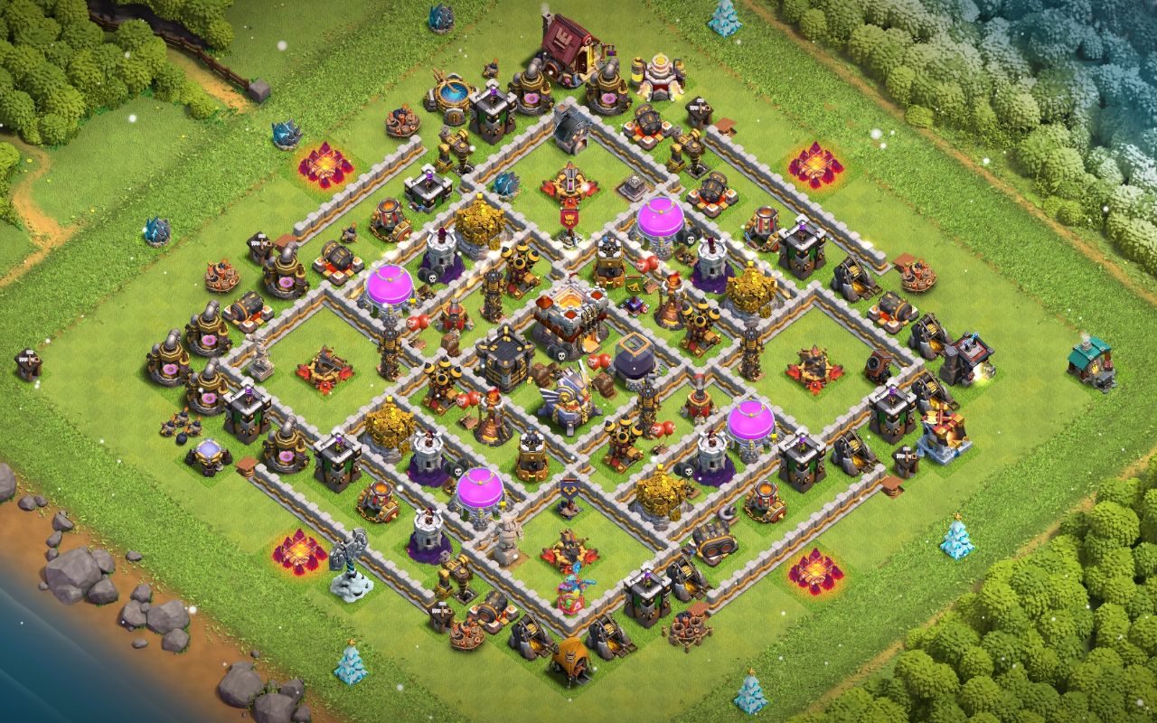 Town Hall 11 Hybrid Base layout by B3}{RAD