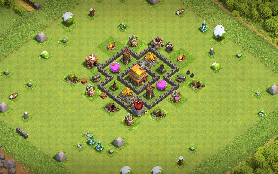 Town Hall 4 Trophy Base layout by Yigit70