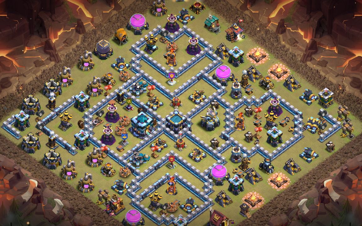 Town Hall 13 War Base layout by End zone