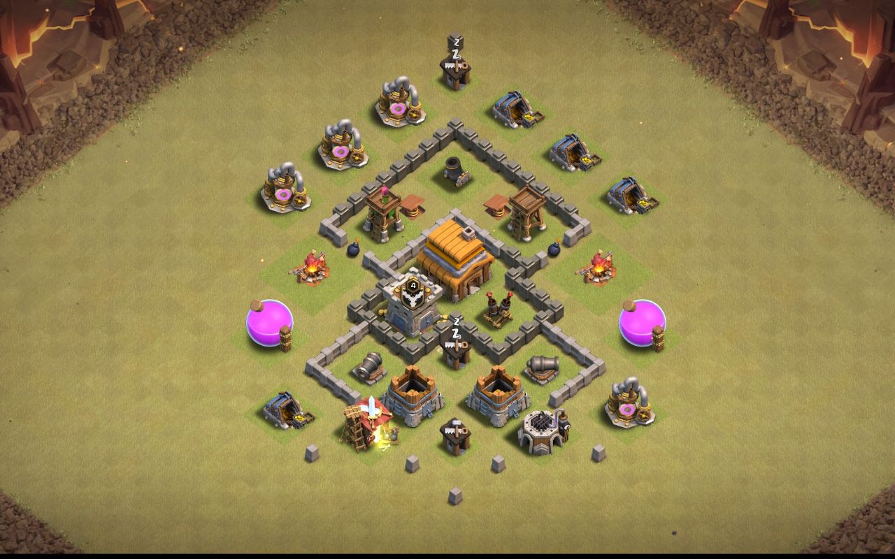 Town Hall 4 Trophy Base layout by PRIAIDAMAN77D