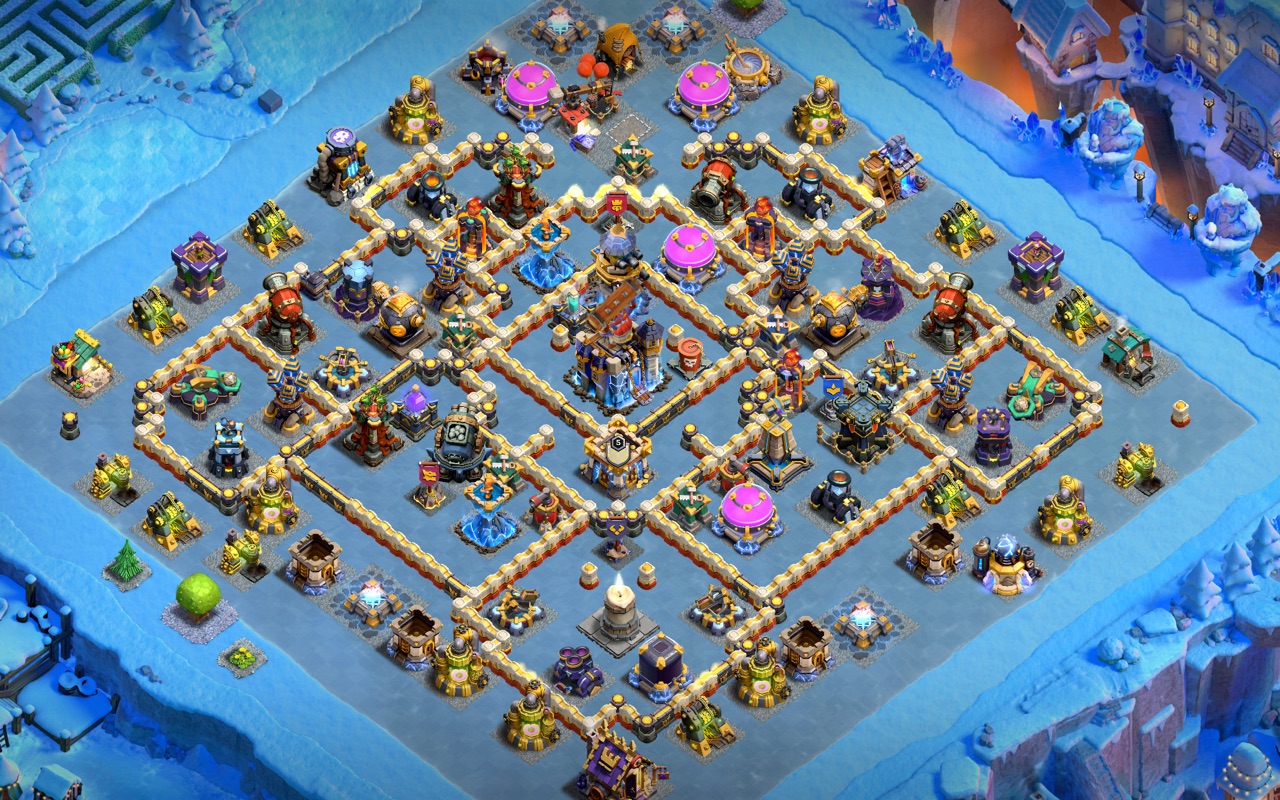 Town Hall 18 Hybrid Base layout by Sn0w0wl
