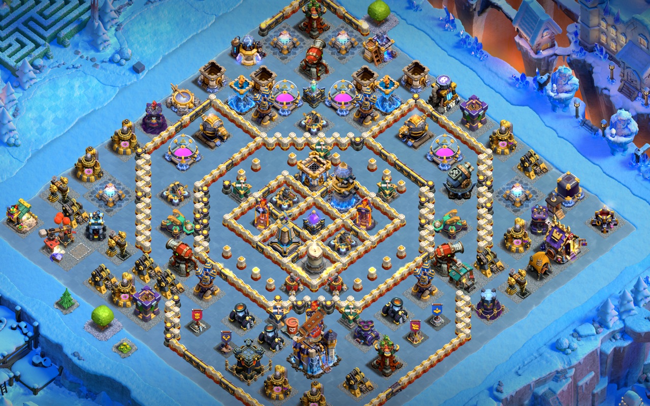 Town Hall 18 Hybrid Base layout by Sn0w0wl