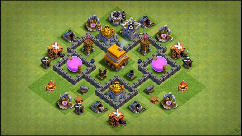 Town Hall 4 Trophy Base layout by TReX