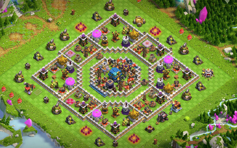 Town Hall 12 Hybrid Base layout by Riff