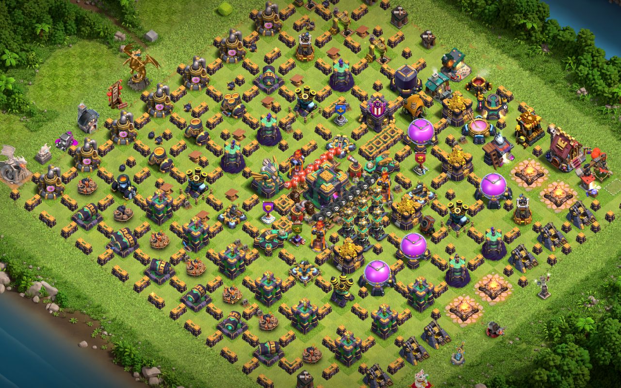 Town Hall 14 Trophy Base layout by Mystic Summit
