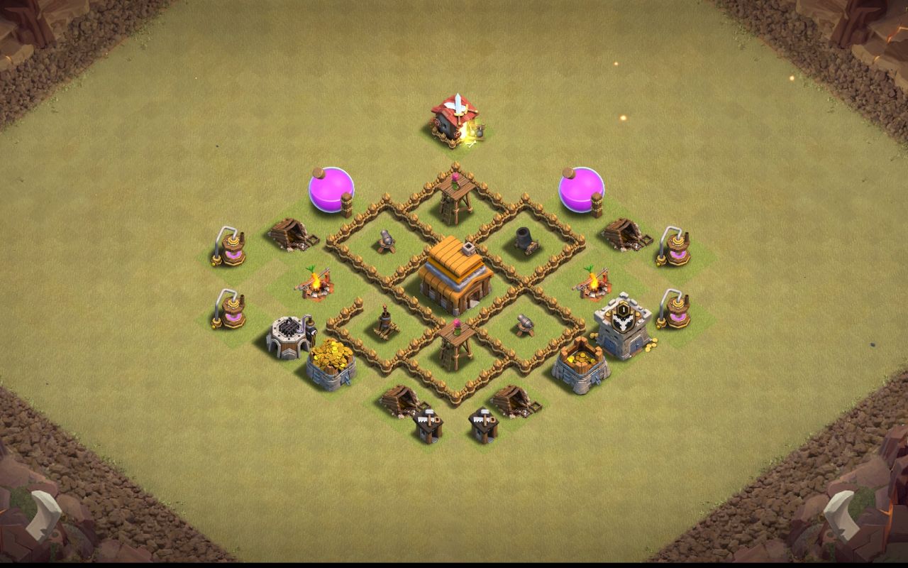 Town Hall 4 War Base layout by PRIAIDAMAN77D