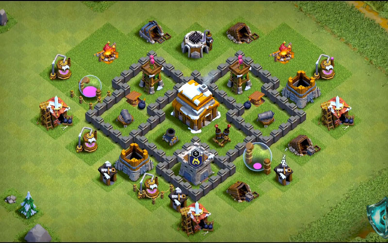 Town Hall 4 Trophy Base layout by xMonster