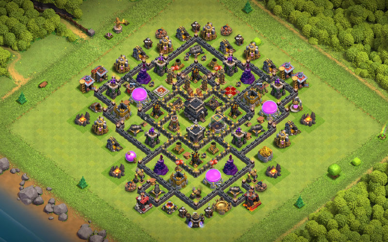 Town Hall 9 Trophy Base layout by Phow' Base