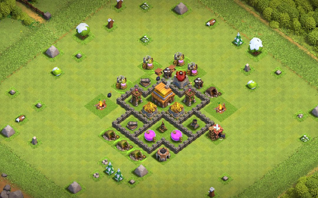 Town Hall 4 Trophy Base layout by Yigit70
