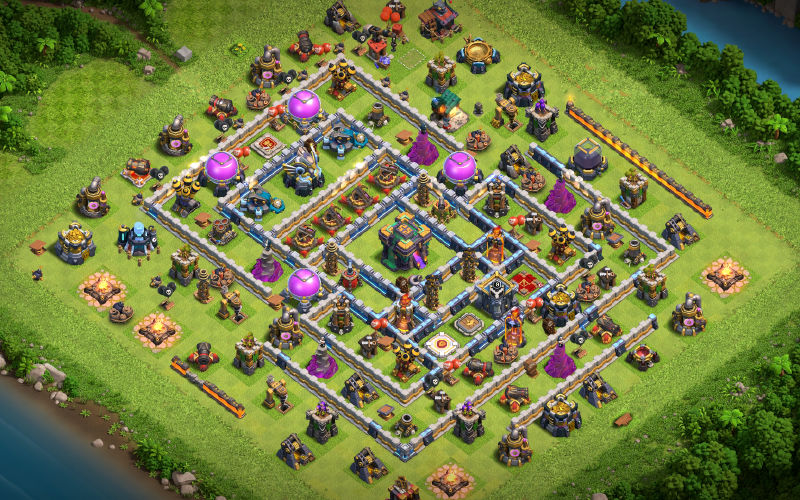Town Hall 14 Trophy Base layout by Rushi